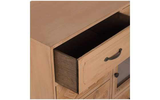 Mueble Recibidor Madera Natural 7 Cajones 1 Puerta Atderas