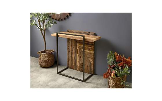 Mueble Recibidor Madera Reciclada Metal Rustico Venatici