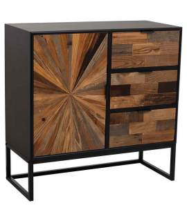 Mueble Recibidor Rústico Industrial 3 Cajones 1 Puerta Antoin