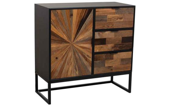 Mueble Recibidor Rústico Industrial 3 Cajones 1 Puerta Antoin