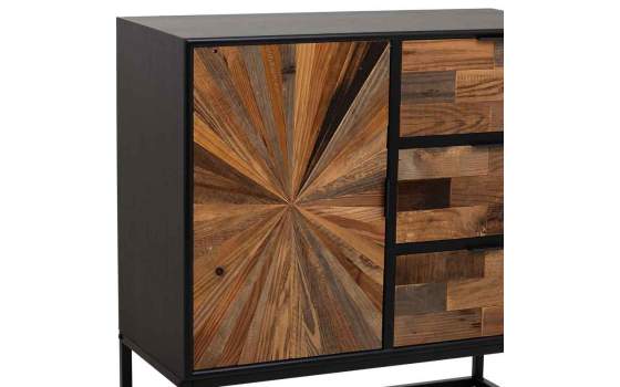 Mueble Recibidor Rústico Industrial 3 Cajones 1 Puerta Antoin