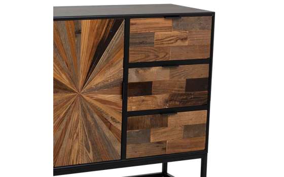 Mueble Recibidor Rústico Industrial 3 Cajones 1 Puerta Antoin