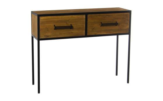 Mueble Recibidor Rustico Industrial 2 Cajones Serie Faranta