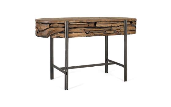 Mueble Recibidor Rustico Teca Acero Serie Aforest