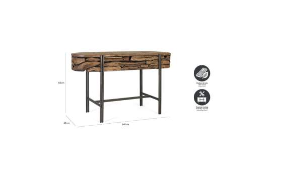 Mueble Recibidor Rustico Teca Acero Serie Aforest