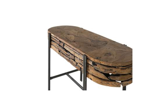 Mueble Recibidor Rustico Teca Acero Serie Aforest