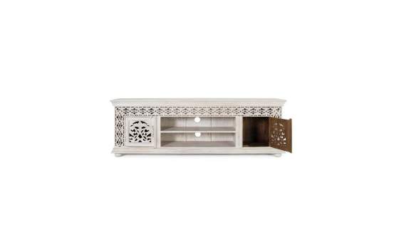 Mueble Television 2 Puertas Madera Tallada Blanco Decape Aditas Mueble Television 2 Puertas Madera Tallada Blanco Decape Aditas