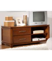 Mueble Television Colonial 2 Cajones y 2 Estantes Madera Castaño