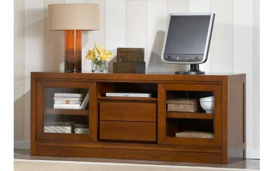 Mueble Television Colonial 2 Puertas Correderas 2 Cajones Grande