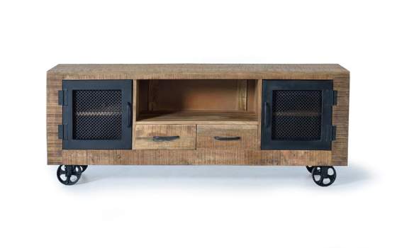Mueble Television Industrial 2 Puertas 2 Cajones Serie Aixado