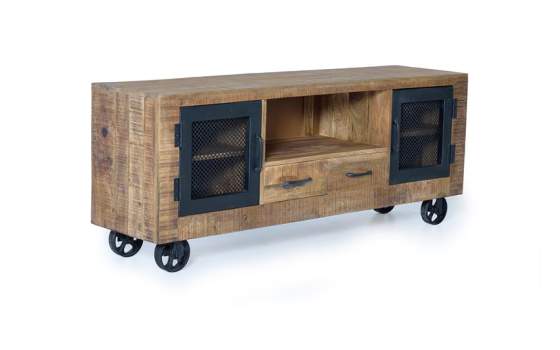 Mueble Television Industrial 2 Puertas 2 Cajones Serie Aixado