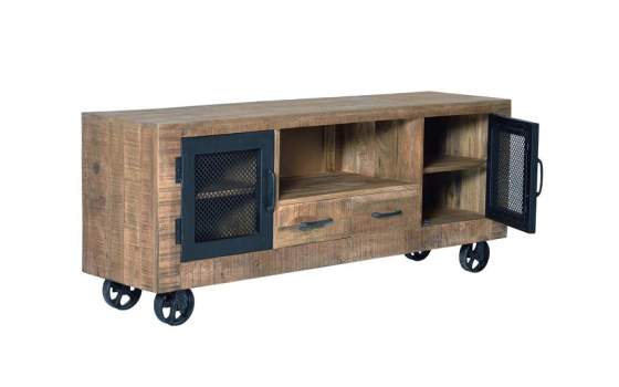 Mueble Television Industrial 2 Puertas 2 Cajones Serie Aixado