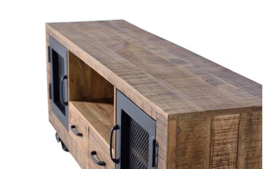 Mueble Television Industrial 2 Puertas 2 Cajones Serie Aixado