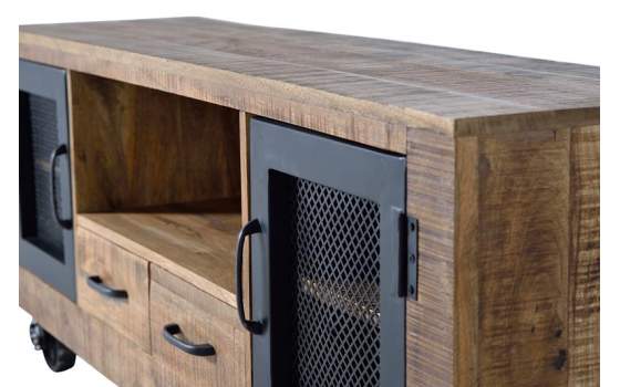 Mueble Television Industrial 2 Puertas 2 Cajones Serie Aixado
