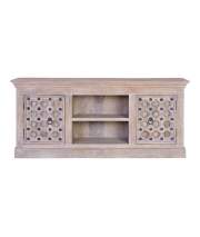 Mueble Television Tallado Decorado Decape Blanco Balanda
