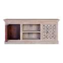 Mueble Television Tallado Decorado Decape Blanco Balanda