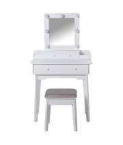 Mueble Tocador Blanco con Taburete y Luz Led Serie Aringer