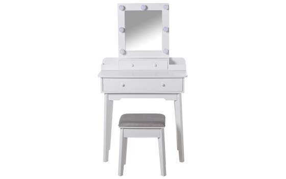 Mueble Tocador Blanco con Taburete y Luz Led Serie Aringer