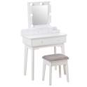 Mueble Tocador Blanco con Taburete y Luz Led Serie Aringer
