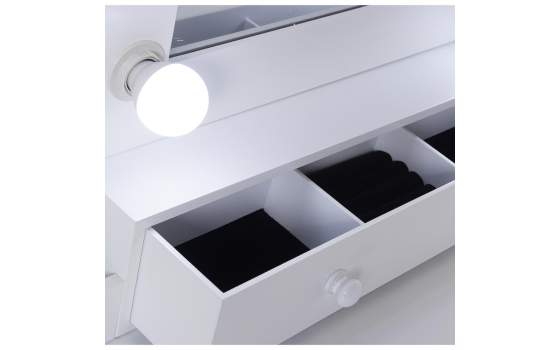 Mueble Tocador Blanco con Taburete y Luz Led Serie Aringer