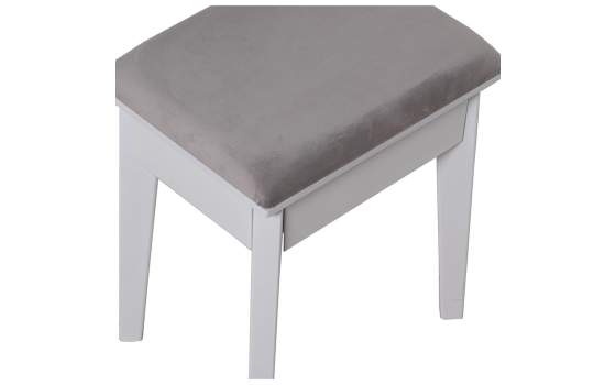 mueble tocador 2 cajones con taburete y espejo blanco