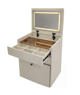 Mueble Tocador con Espejo y Banco Color Blanco - Serie Aloigny