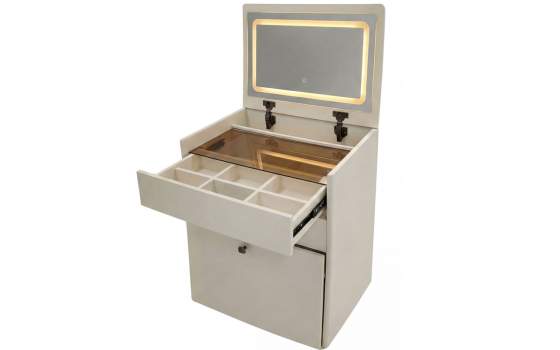 Mueble Tocador con Espejo y Banco Color Blanco - Serie Aloigny