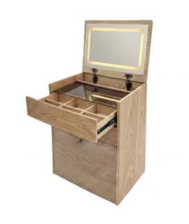 Mueble Tocador con Espejo y Banco Color Fresno - Serie Aloigny