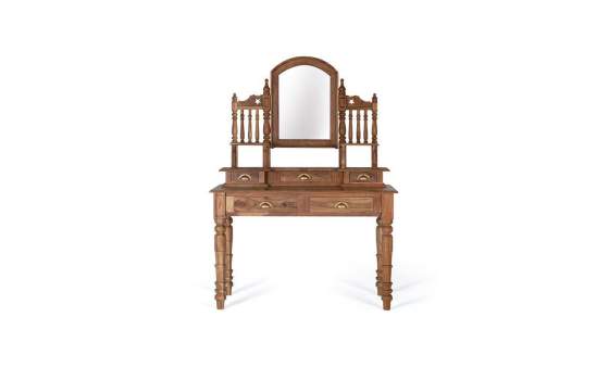 Mueble Tocador Madera Acacia Clasico Avellana Serie Deriast