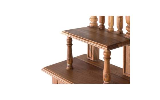 Mueble Tocador Madera Acacia Clasico Avellana Serie Deriast