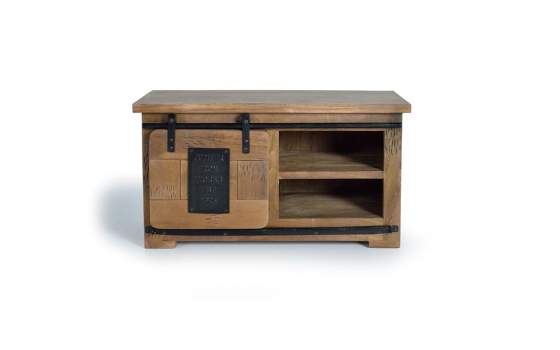 Mueble TV 1 Puerta Corredera Estilo Industrial Serie Aibiri
