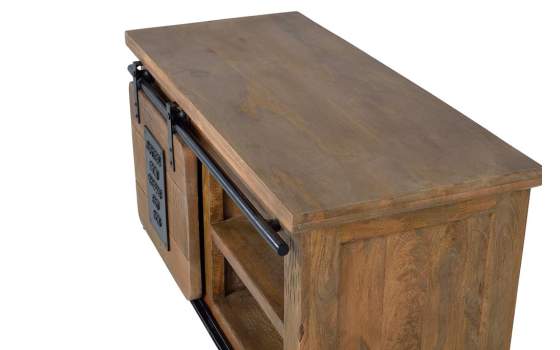 Mueble TV 1 Puerta Corredera Estilo Industrial Serie Aibiri