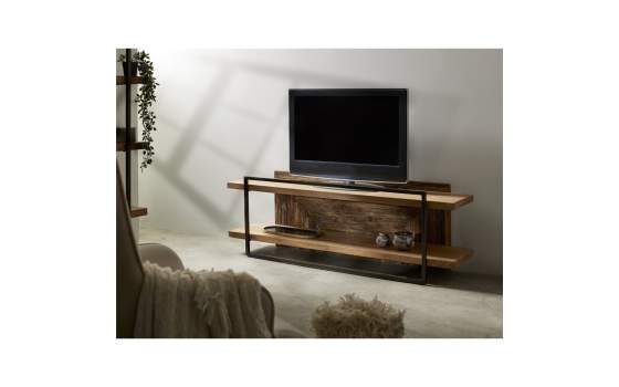 Mueble tv industrial-vintage baldas de madera maciza natural