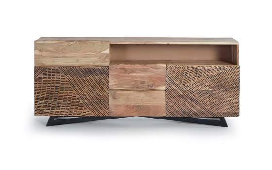 Mueble TV 2 Cajones 2 Puertas Talladas Decoradas Serie Alvird