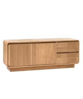 Mueble TV 2 Cajones 2 Puertas Teca Natural Serie Eyre