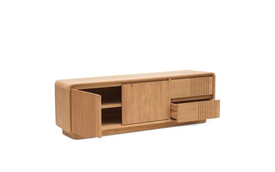 Mueble TV 2 Cajones 2 Puertas Teca Natural Serie Eyre