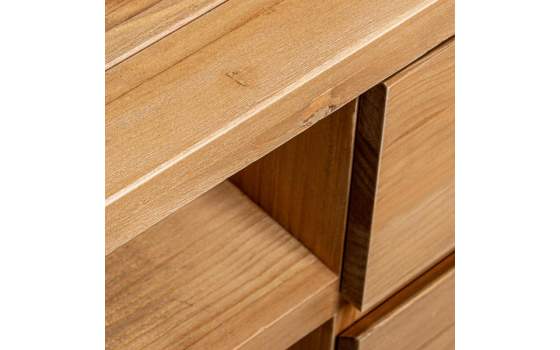 Mueble TV 2 Cajones 4 Estantes Madera Pino Color Miel Arckel