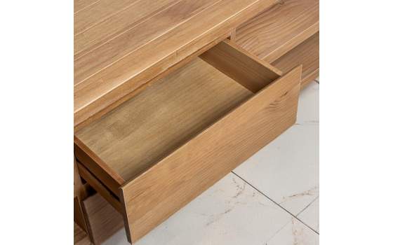 Mueble TV 2 Cajones 4 Estantes Madera Pino Color Miel Arckel