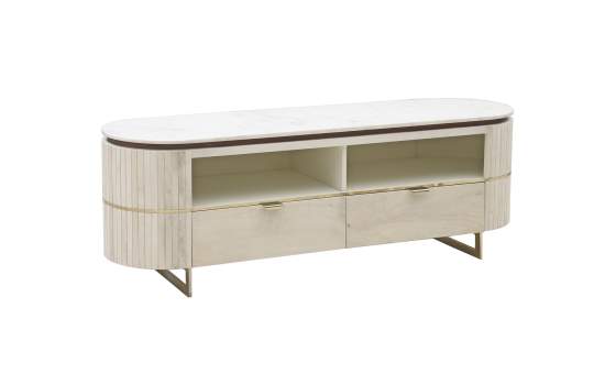 Mueble TV 2 Huecos 2 Cajones Madera Marmol Serie Sextans