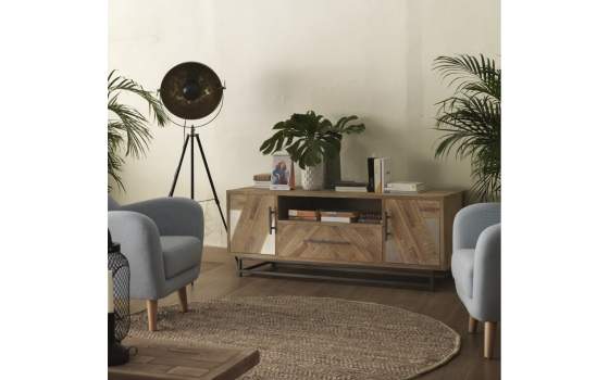 Mueble TV 2 Puertas 1 Cajon Estilo Industrial Serie Aheya