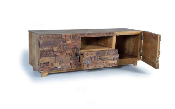 Mueble TV 2 Puertas 1 Cajon Madera Reciclada Serie Ratrasa