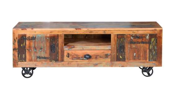 Mueble TV 2 Puertas 1 Cajon Vintage Colores Desgastados Artsas