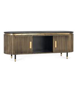 Mueble TV 2 Puertas 150 cm Negro Oro - Serie Aboiat