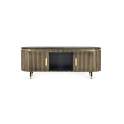 Mueble TV 2 Puertas 150 cm Negro Oro - Serie Aboiat