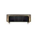Mueble TV 2 Puertas 150 cm Negro Oro - Serie Aboiat