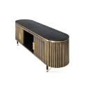 Mueble TV 2 Puertas 150 cm Negro Oro - Serie Aboiat