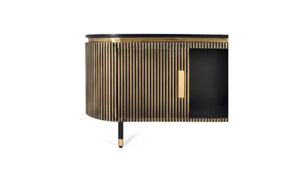 Mueble TV 2 Puertas 150 cm Negro Oro - Serie Aboiat