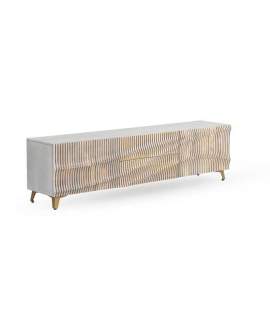 Mueble TV 2 Puertas 2 Cajones Patinado Blanco Aguazal