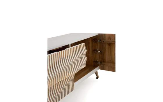 Mueble TV 2 Puertas 2 Cajones Patinado Blanco Aguazal