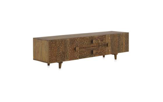 Mueble TV 2 Puertas 2 Cajones Tallados Decorados Serie Adialt
